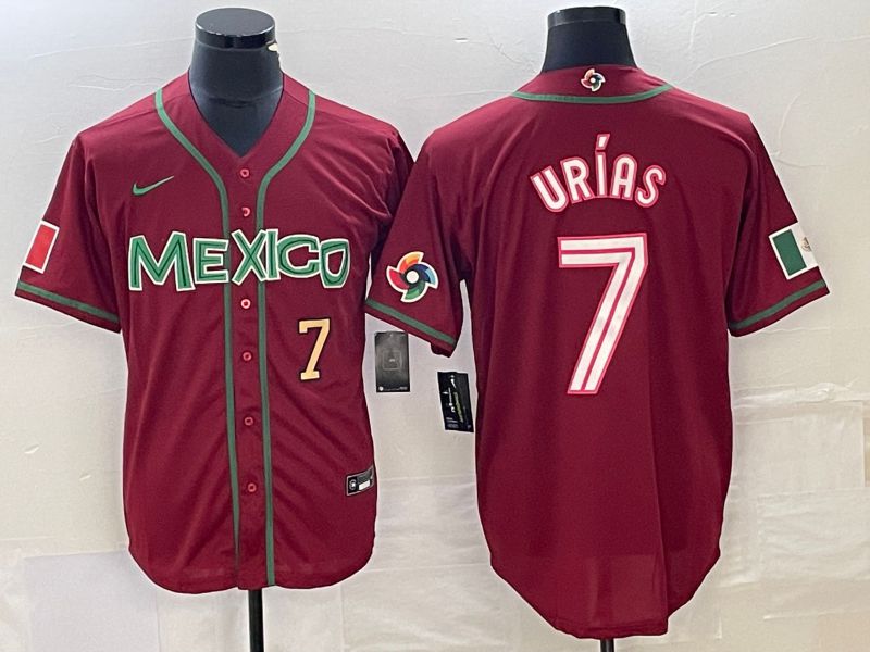 Men 2023 World Cub Mexico #7 Urias Red Nike MLB Jersey5->more jerseys->MLB Jersey